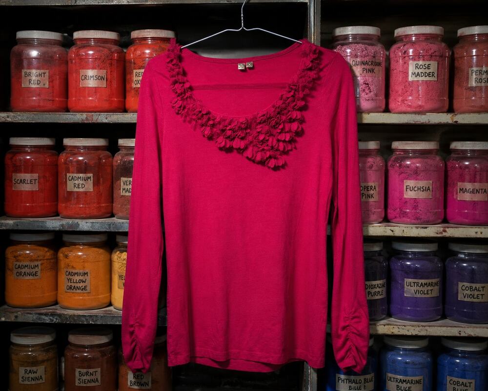 Madison Hot Pink 3D Floral Appliqué Long Sleeve Top Size L